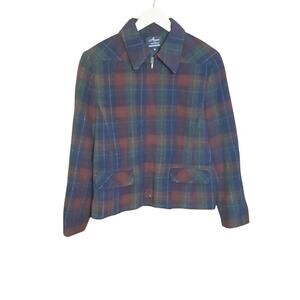 Alanni by DonnyBrook Womens Zip Front Plaid Lined Wool Blend Jacket Size 8